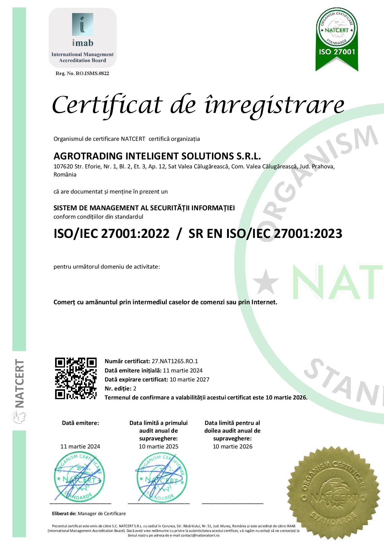 ISO/IEC 27001:2022 Certificate